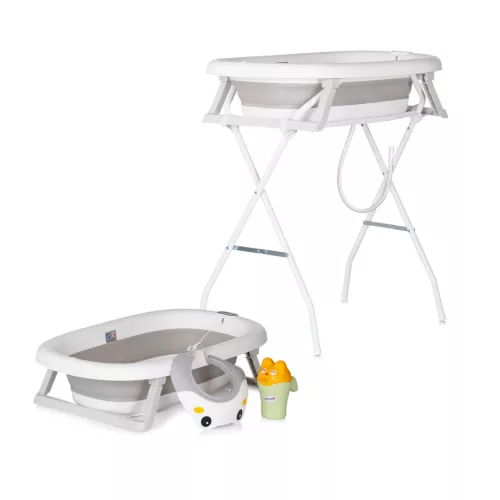 Chipolino Aqua Care kád állvánnyal, öblítőpohárral és hajmosó sapkával 78 cm - grey