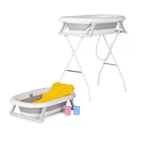 Chipolino Mini Spa kád fürdetőmatraccal és állvánnyal 78 cm - grey