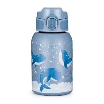   Petite&Mars Rozsdamentes acél termoszpalack szívószállal 350 ml Whale Song 12m+
