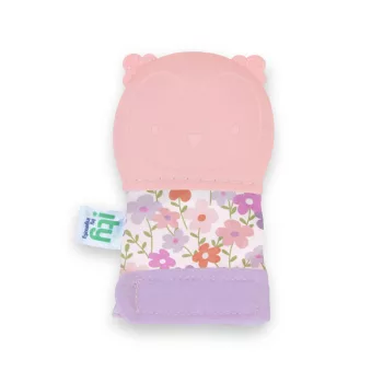   INGENUITY Bagoly mintás rágóka kesztyűvel BPA-mentes 3 hó+ - rózsaszín