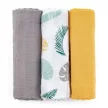 Petite&Mars Bambusz muszlin 3db-os pelenka szett, Moussy Ochre Leaves, 68 x 68 cm