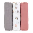 Petite&Mars Bambusz muszlin 3db-os pelenka szett, Moussy Rose Rainbows, 68 x 68 cm