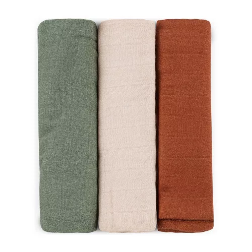 Petite&Mars Bambusz muszlin 3db-os pelenka szett Moussy Earth Tones 68 x 68 cm