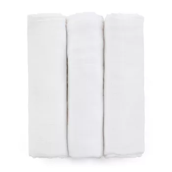   Petite&Mars Bambusz muszlin 3db-os pelenka szett, Moussy Total White, 68 x 68 cm