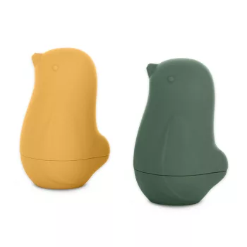   Petite&Mars Szilikon fürdőjáték, Love birds, Ochre - Green, 6 hó+