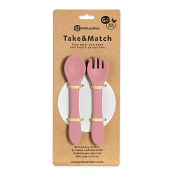   Petite&Mars Szilikon evőeszközök, TAKE&MATCH, Dusty Rose, 6 hó+