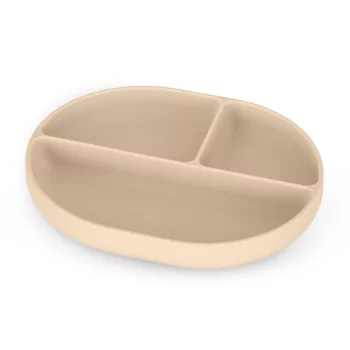   Petite&Mars Szilikon osztott ovális tányér, Take&Match, Desert Sand, 6 hó+