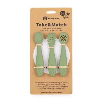   Petite&Mars Szilikon gyakorló kanál szett 3 db Take&Match Sweet Pea 6m+