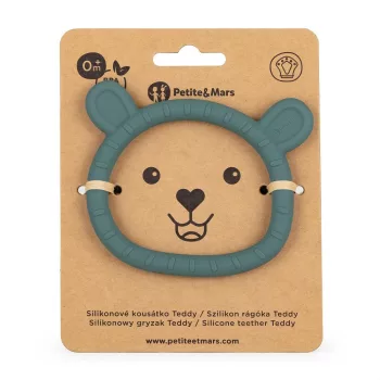 Petite&Mars Szilikon rágóka, Teddy, Misty Green, 0 hó+
