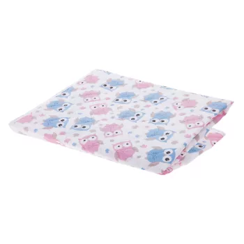   Akuku PEVA pelenkázó lap 55×70 cm – Kék-rózsaszín baglyos