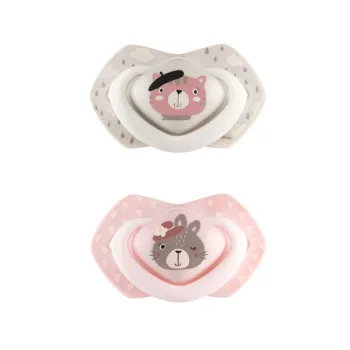   Canpol babies Szilikon szimmetrikus cumi, Light touch, 18hó+, 2db, BONJOUR PARIS - rózsaszín