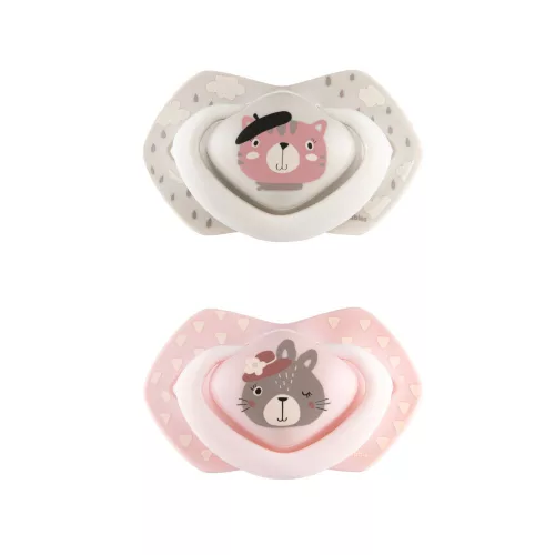 Canpol babies Szilikon szimmetrikus cumi, Light touch, 18hó+, 2db, BONJOUR PARIS - rózsaszín
