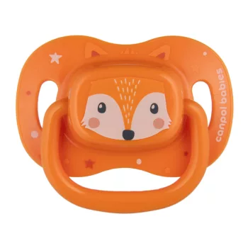   Canpol babies Szimmetrikus szilikon cumi, 0-6hó, 1db, CUTE ANIMALS - narancs