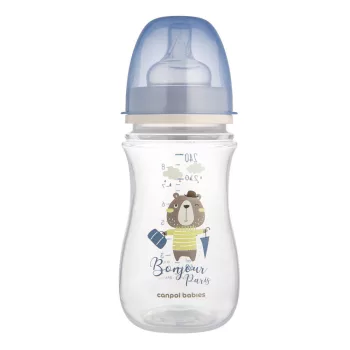   Canpol babies Anti-kólikás cumisüveg, 240 ml, Easy Start BONJOUR PARIS - kék