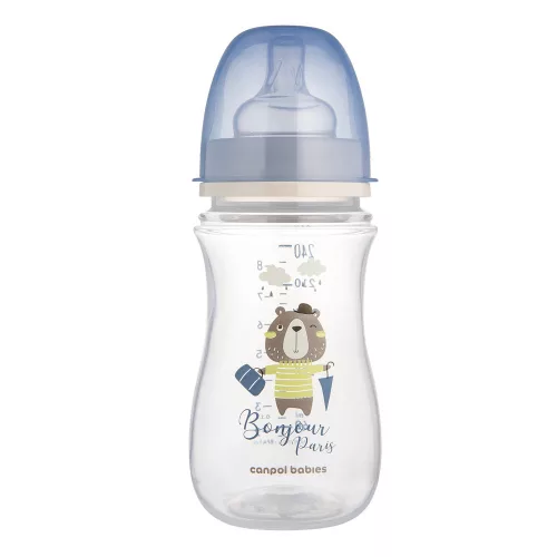Canpol babies Anti-kólikás cumisüveg, 240 ml, Easy Start BONJOUR PARIS - kék