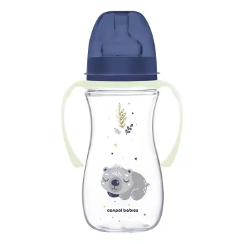   Canpol babies Anti-kólikás cumisüveg, világító fogantyúval, EasyStart, SLEEPY KOALA, 300 ml - kék