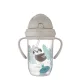 Canpol babies Súlyozott szívószálas cseppmentes itatópohár, 270ml, 6hó+, EXOTIC ANIMALS - szürke