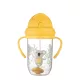 Canpol babies Súlyozott szívószálas cseppmentes itatópohár, 270ml, 6hó+, EXOTIC ANIMALS - sárga