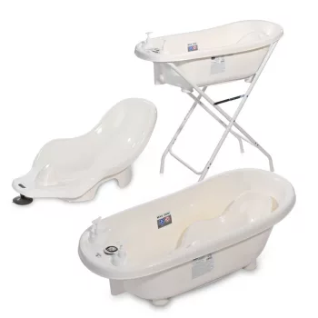   Lorelli kád leeresztő dugóval, babatartóval 88 cm + kádállvány - White