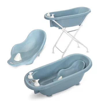   Lorelli kád leeresztő dugóval, babatartóval 88 cm + kádállvány - Nordic Blue
