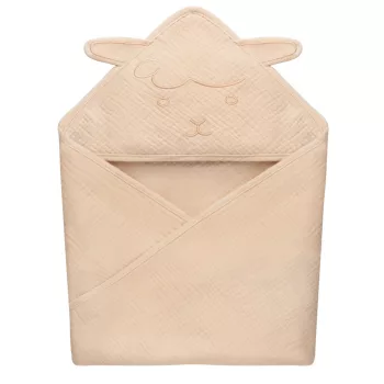 Lionelo Muszlin pamut kapucnis törölköző - Beige Sand