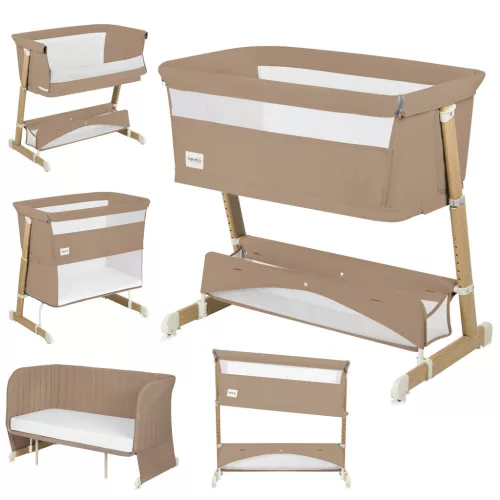 Lionelo Thomi Plus 5in1 gyerekágy, babaágy, babaöböl és kanapé - Beige Carmel