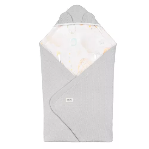 Lionelo Travel Swaddle autósülésbe való pólya, 90x90 cm - Grey Balloon