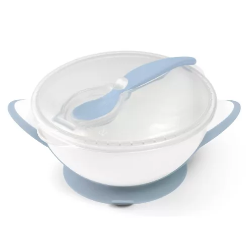 BabyOno tányér - tapadó aljú, fedeles, kanállal rózsaszín 1063/03