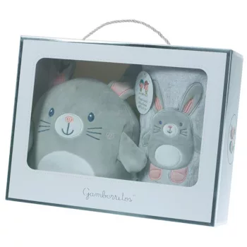   Gamberritos takaró wellsoft 80x110cm plüss játékkal szürke/kék maci 10757