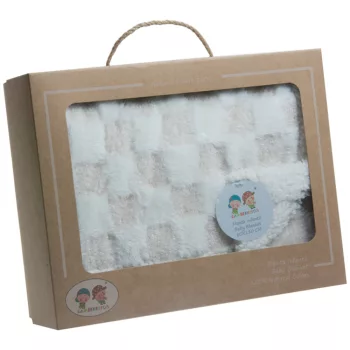   Gamberritos takaró plüss/sherpa kockás 80x110cm bézs 10760