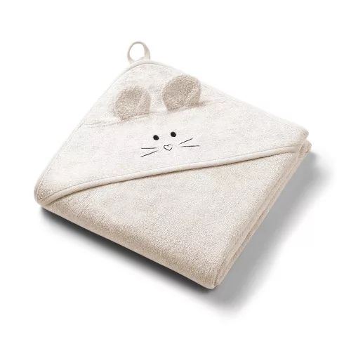 BabyOno fürdõlepedõ kapucnis bambusz 100x100cm egérfülekkel krémszínû 1553/05