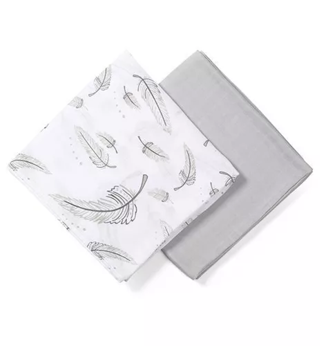 BabyOno kifogó bambusz 120x120cm 2db világosszürke/tollak 537/01