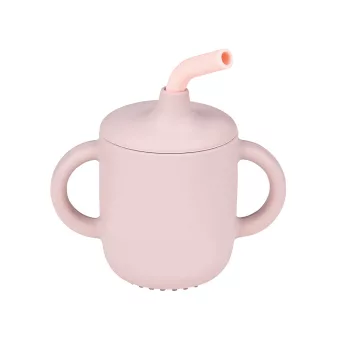 Nattou itatópohár szívószálas szilikon 150ml pink