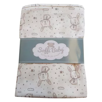 Soffi Baby takaró pamut dupla nyuszik barna 80x100cm