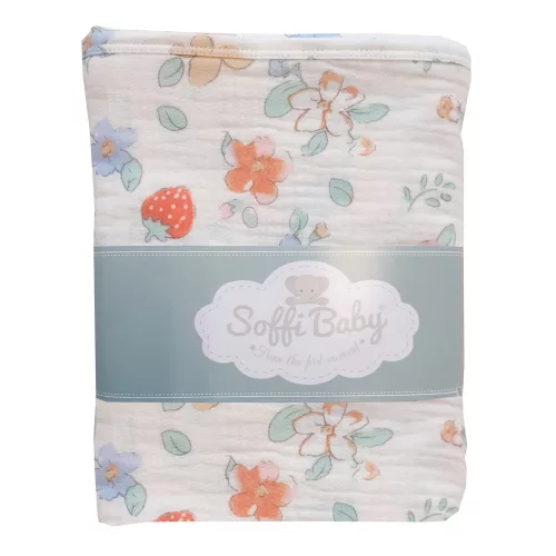 Soffi Baby takaró muszlin dupla epres 70x90cm