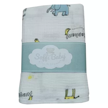   Soffi Baby takaró muszlin dupla elefánt és zsiráf 70x90cm