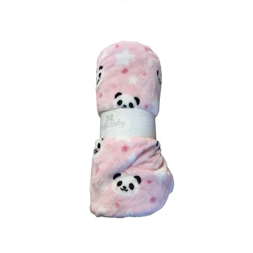 Soffi Baby takaró plüss dupla rózsa fehér pandapofi 75x100cm