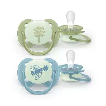   Philips AVENT játszócumi Ultrasoft éjszakai fenyõfa 18hó fiús 2db