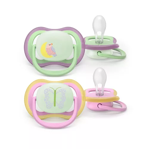 Philips AVENT játszócumi Ultra Air éjszakai pillangó 6-18hó lányos 2db