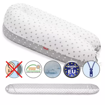   Scamp szoptatós párna univerzális pamut Little Heart White Grey SZPE136