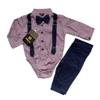 Baba kisfiú elegáns szett, bordó-sötétkék, 74