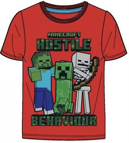 Minecraft gyerek rövid póló, piros