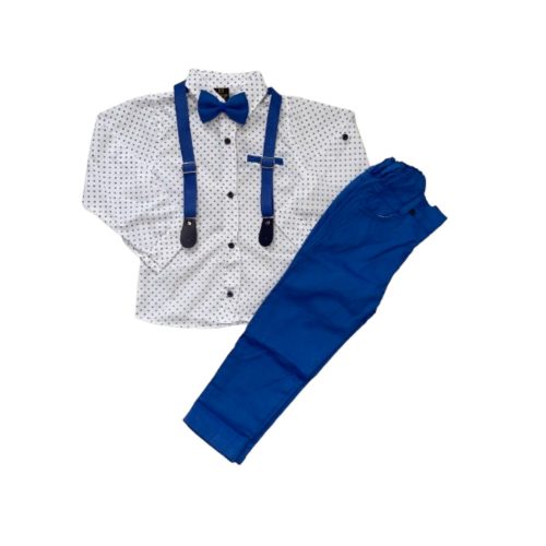 Elegáns négy részes fiú szett, fehér-világoskék, 110