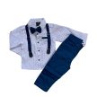 Elegáns négy részes kisfiú szett, fehér-világoskék