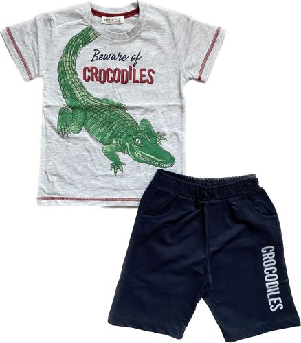 Krokodilos fiú rövid szett, szürke-sötétkék, 116