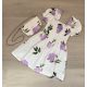 Virág mintás nyári lány ruha táskával, lila, 140