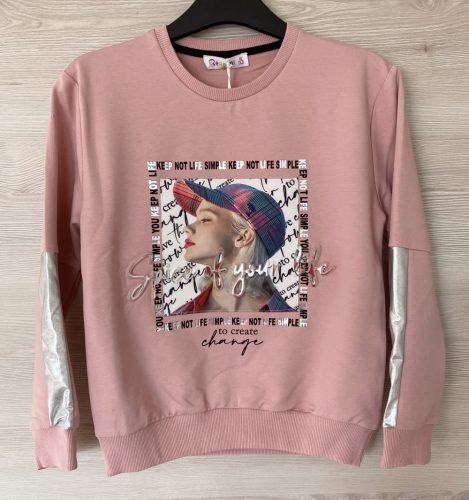 Nagylányos pulóver, rózsaszín, 146