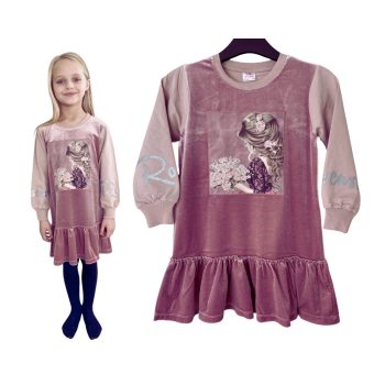 Csillogós mintás tunika, mályva