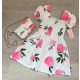 Virág mintás nyári lány ruha táskával, rózsaszín, 152