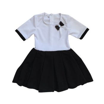 Fekete-fehér ünneplő lány egész ruha (rövid ujjú)